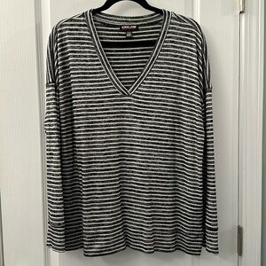Kirkland Signature SOFT long sleeve, black/white stripes, intentionally faded